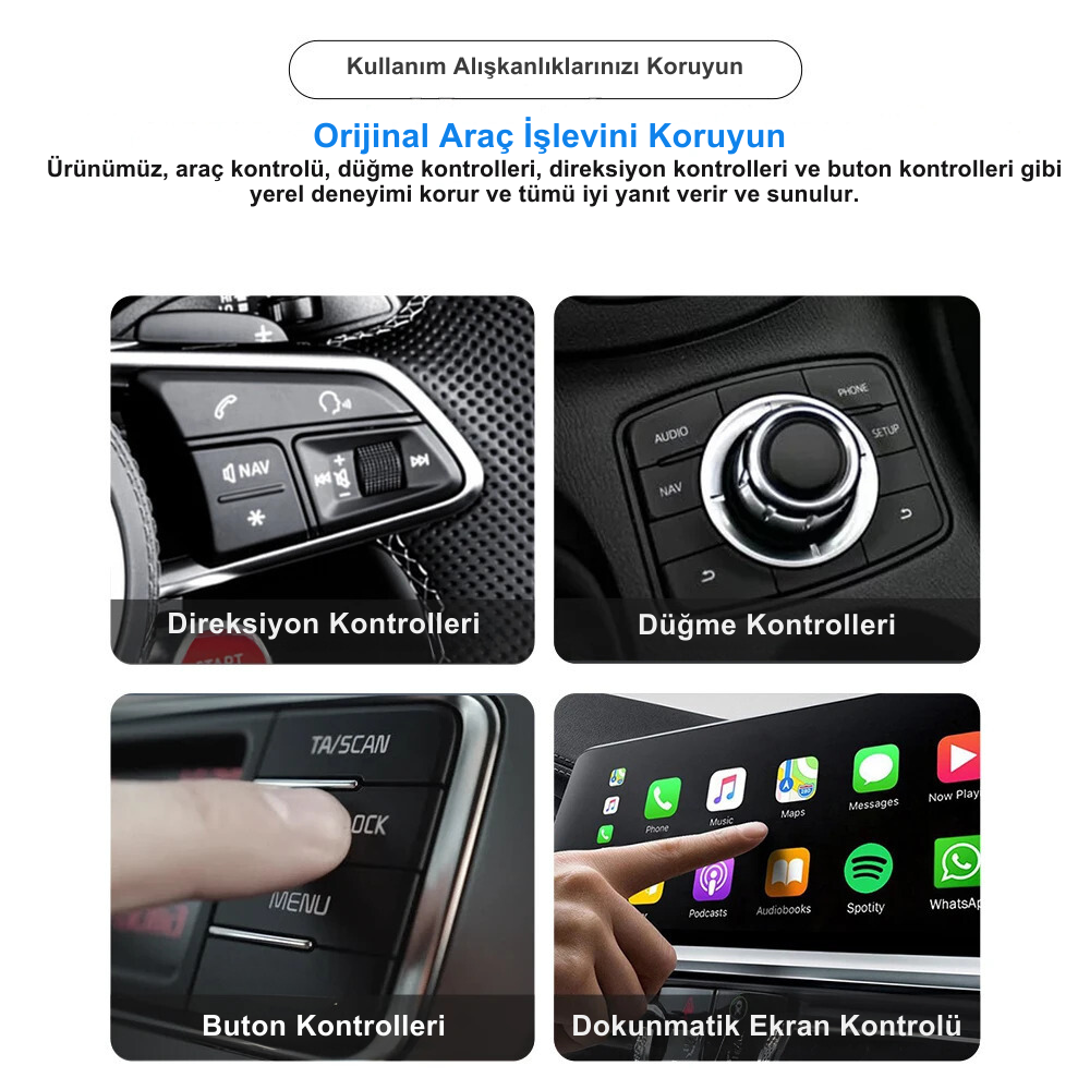 Evdora™️ Kablosuz CarPlay & Android Auto 4K